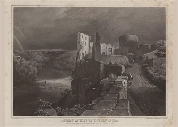 Barnard Castle, Durham, birthplace of John Balliol, founder of Balliol College, Oxford (engraving)
