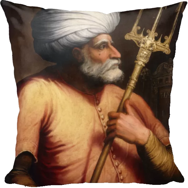 Portrait of Khair el-Din Barbarossa, half-length, holding a Trident, c