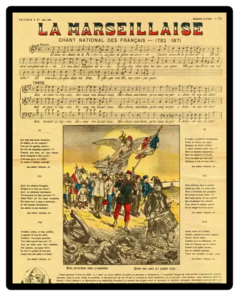 Lyrics and music of the Marseillaise, the French anthem composed by Rouget de Lisle