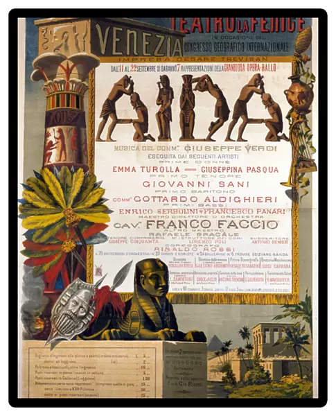 Affiche de presentation de l Aida de Giuseppe Verdi a La Fenice de Venise en 1881