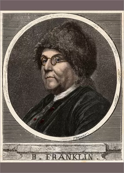 Portrait of BENJAMIN FRANKLIN (1706-1790) American printer, publisher, scientist