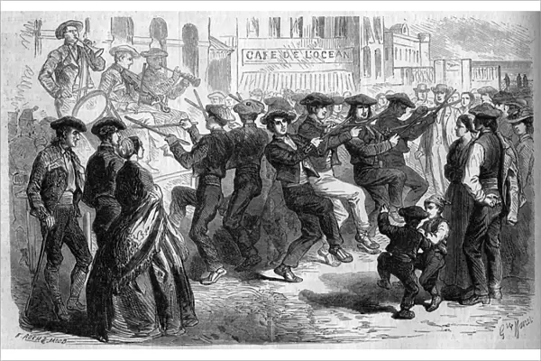 Basque custom: the dance of sticks. Basque Country, 15 September 1861