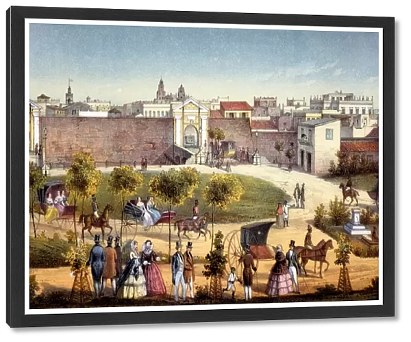 The Gates of Monseratte, Havana, Cuba, 1840 (colour litho)