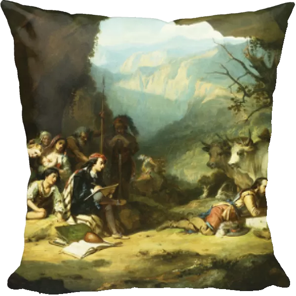 The Studio of Salvator Rosa in the Mountains of the Abruzzi, (oil on canvas)