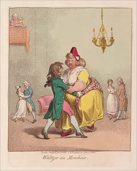 Waltzer au Mouchoir, pub. 1800 (hand coloured engraving)