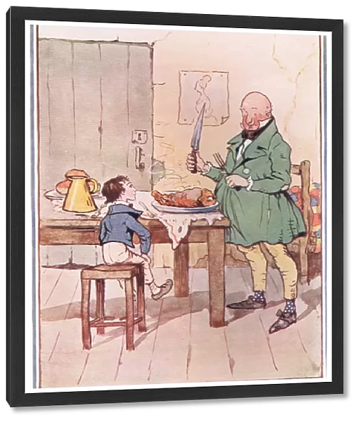 David dined with Mr McCawber in prison, illustration from David Copperfield