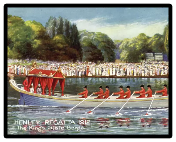 The Kings State Barge, Henley Royal Regatta, 1912 (colour litho)