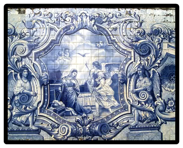 Decorative panel depicting the Annunciation, Lamego, Portugal. 1738 (ceramic tiles)