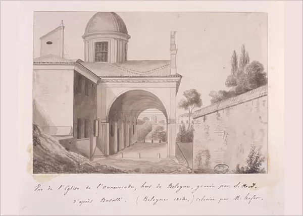 View of the Church of the Annunciation, Bologna, after Busatti, 1814 (engraving)