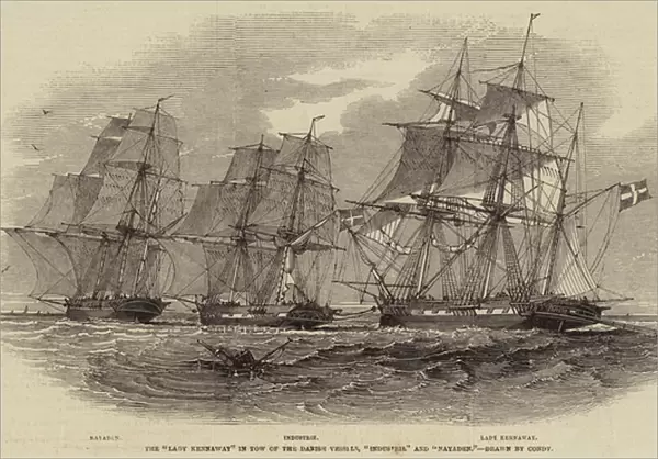 The 'Lady Kennaway'in Tow of the Danish Vessels, 'Industrie'and 'Nayaden'(engraving)