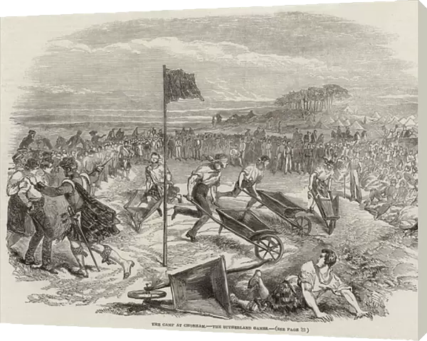 The Camp at Chobham, the Sutherland Games (engraving)