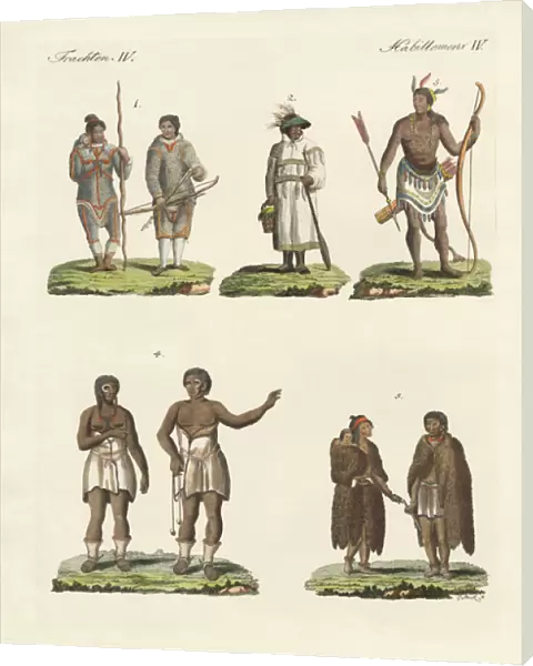 People from America (coloured engraving)