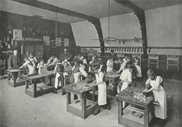 The Board School Carpentry Class (b  /  w photo)
