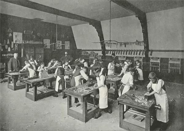 The Board School Carpentry Class (b  /  w photo)