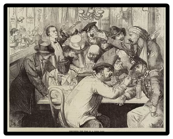 Discussing the War in a Paris Cafe (engraving)