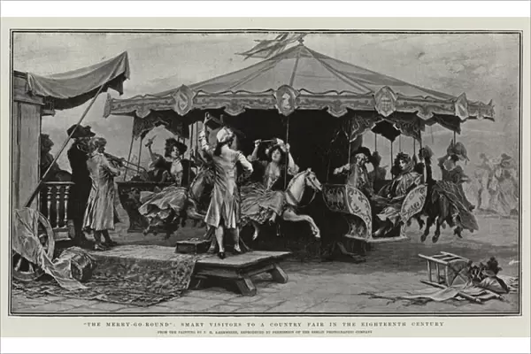 'The Merry-go-Round', Smart Visitors to a Country Fair in the Eighteenth Century (litho)
