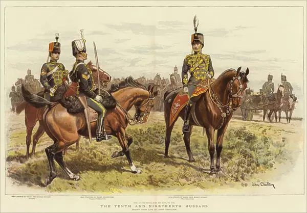 The Tenth and Nineteenth Hussars (colour litho)