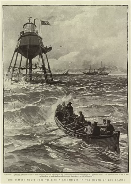 The Trinity House Ship visiting a Lighthouse in the Mouth of the Thames (engraving)