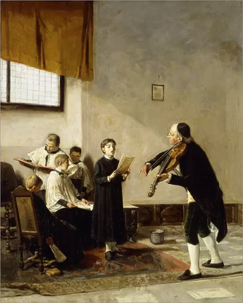 On the Eve of the feast (A Lesson in choral singing), (oil on canvas)