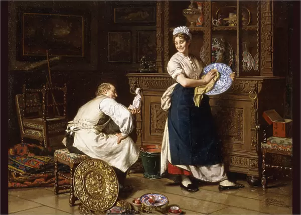 Spring Cleaning, 1876 (oil on panel)