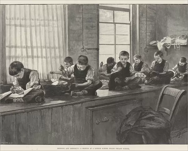 Mending and Amending, a Sketch at a London School Board Truant School (engraving)