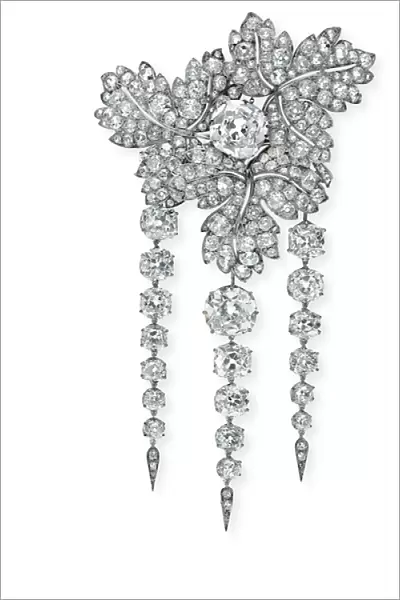 Feuilles de Groseillier brooch, c. 1855 (diamonds, silver & gold)