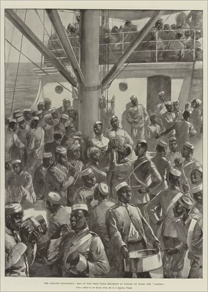 The Ashanti Expedition, Men of the West India Regiment at Dinner on Board the 'Loanda'(litho)