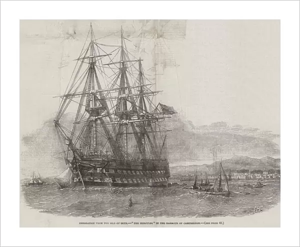 Emigration from the Isle of Skye, 'The Hercules'in the Harbour of Campbelton (engraving)