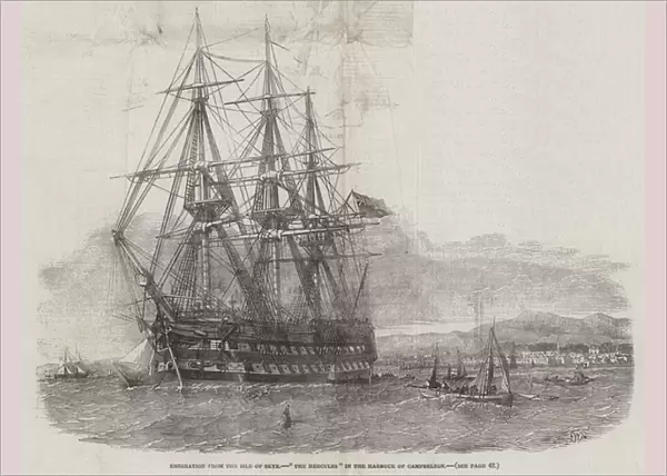 Emigration from the Isle of Skye, 'The Hercules'in the Harbour of Campbelton (engraving)