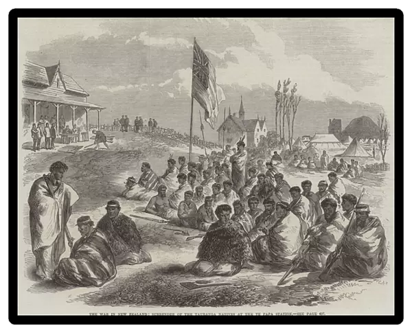 The War in New Zealand, Surrender of the Tauranga Natives at the Te Papa Station (engraving)