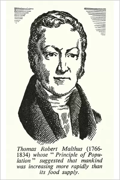 Thomas Robert Malthus, 1766-1834, whose 'Principle of Population'suggested that mankind was increasing more rapidly than its food supply (litho)