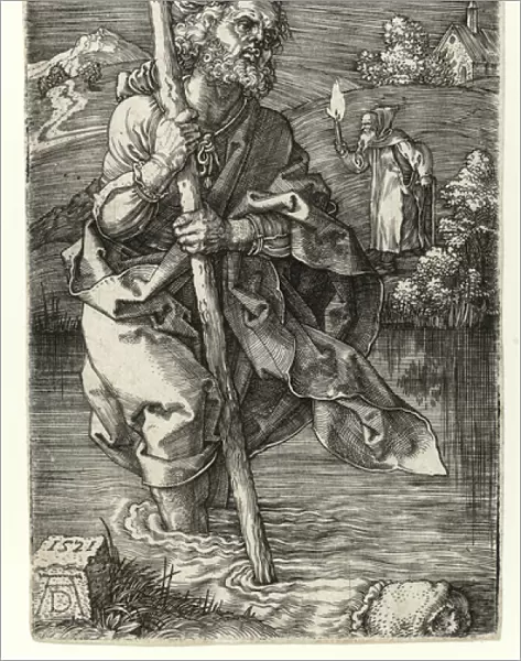 St Christopher facing right, 1521 (Burin engraving)
