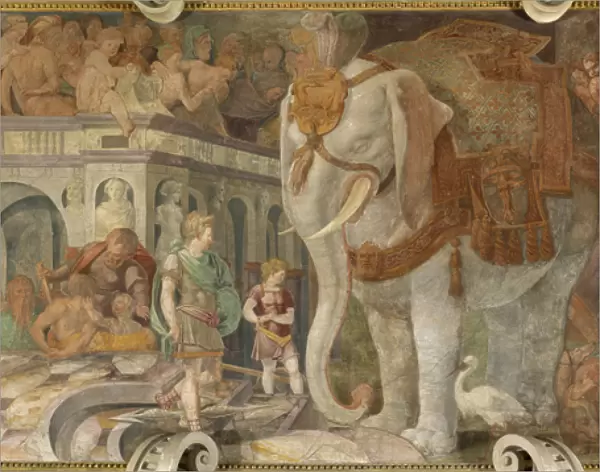 The royal elephant (fresco of the gallery Francois 1er), 16th century