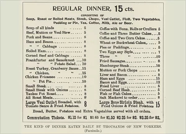 The Kind of Dinner eaten Daily by Thousands of New Yorkers, Facsimile (litho)