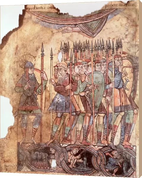 Ms Lat 1390 fol. 7v Foot Soldiers in the Crusades, from La Vie de Saint Aubin d
