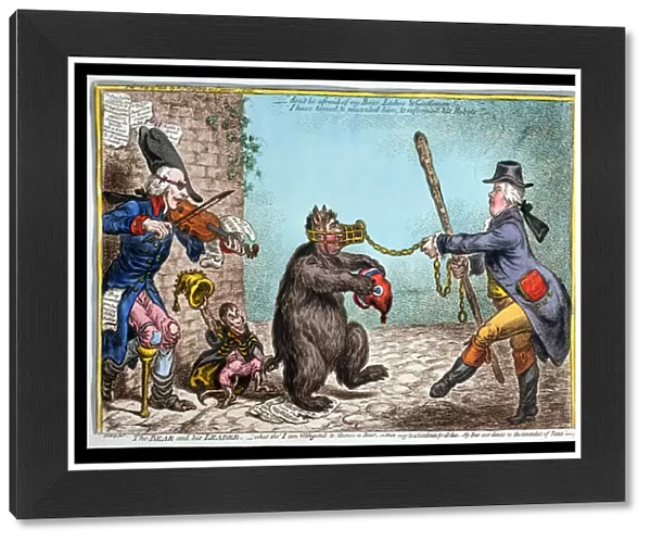 The Bear and his Leader, published by Hannah Humphrey in 1806 (hand-coloured etching)