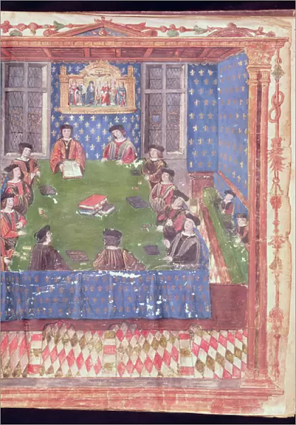 A Meeting at the Chambre des Comptes, from the Livre Ferre (vellum)
