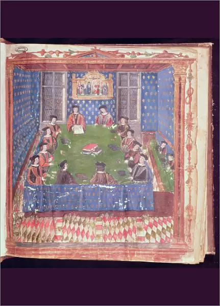 A Meeting at the Chambre des Comptes, from the Livre Ferre (vellum)