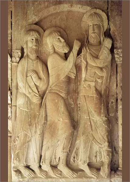 Christ and the Pilgrims of Emmaus (stone)