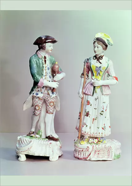 Plymouth porcelain shepherd and shepherdess, c. 1770 (porcelain)