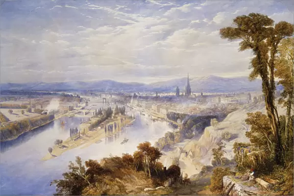 Rouen from St. Catherines Hill, 1849 (pencil and watercolour heightened with white)