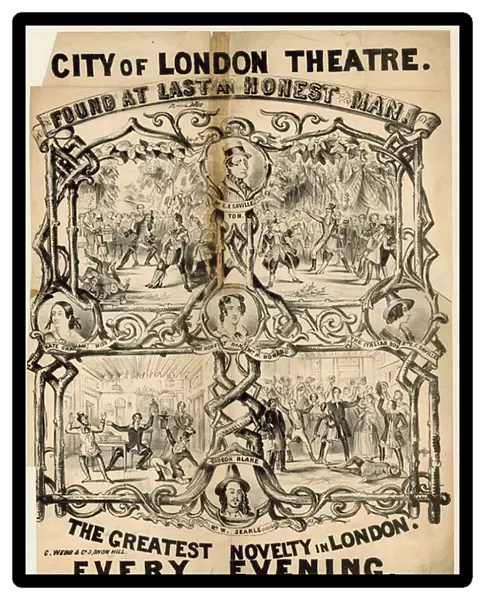 City of London Theatre. Found at Last an Honest Man. Advertisement (engraving)