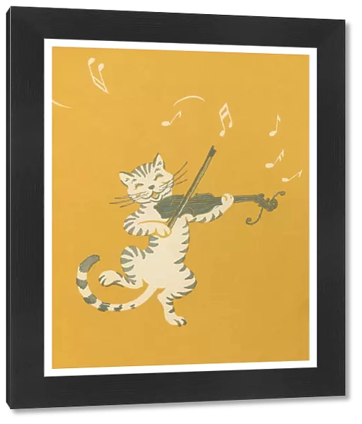 Dancing Cat Playing a Violin, 1937 (colour litho)