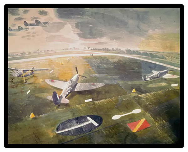 R. A. F. planes on an airfield, 1942 (w  /  c on paper)