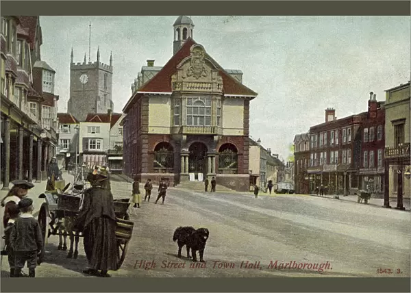High Street, Town Hall, Marlborough, Wiltshire (colour photo)