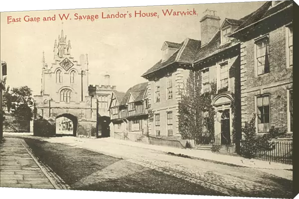 East Gate and Walter Savage Landor, Warwick (b  /  w photo)