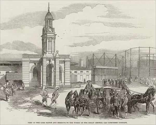Visit of the Lord Mayor and Sheriffs to the Works of the Great Central Gas Consumers Company (engraving)