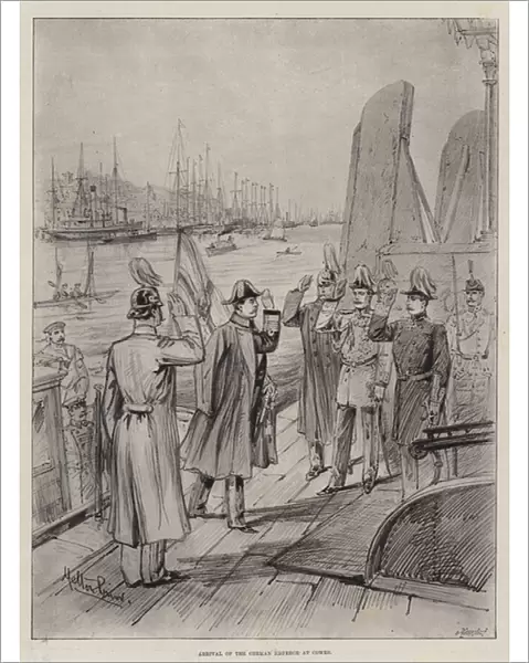 Arrival of the German Emperor at Cowes (litho)