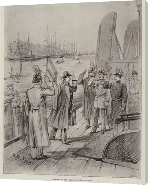 Arrival of the German Emperor at Cowes (litho)