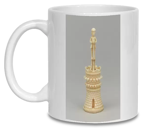 White rook piece from a chess set, made in Berhampur, India, c. 1820 (ivory)